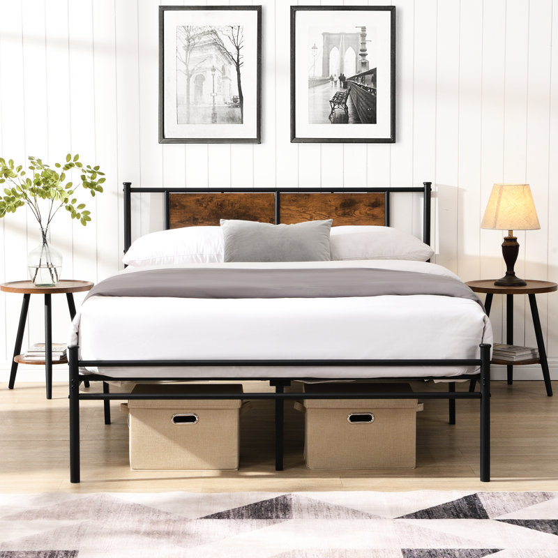 Structure de très grand lit avec tête de lit en bois décorée noire, structure durable et stable, fonctionnement silencieux, rangement simple, installation simple, compatible avec tous les matelas avec tête de lit