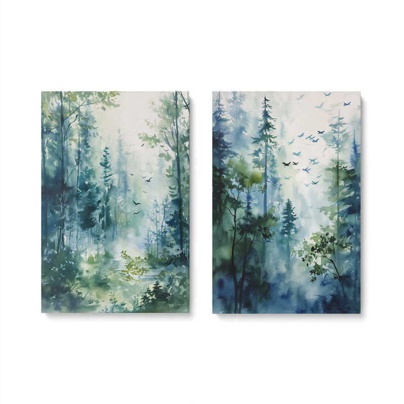 «Enchanted Forest Scene», ensemble de 2, reproduction sur toile, Toile tendue, H 48 po x l 32 po x P 1,25 po