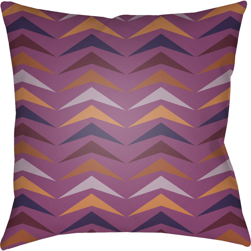 Moderne Geometric Outdoor Throw Pillow, 20" H x 20" W x 4" D, Purple/Olive/Magenta
