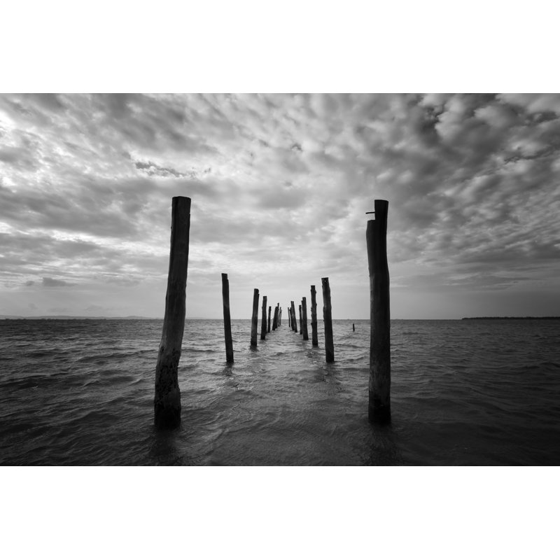 Black And White Seascape - Wrapped Canvas Print, 20cm H x 30cm W x 3.8cm D