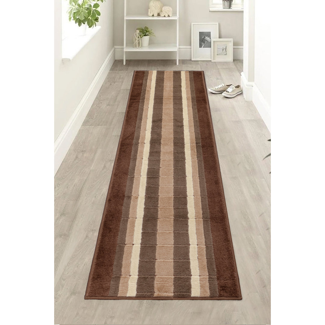 Geometric Square Brown Beige Slip Resistant Medium Pile Rug Purhome Rug 