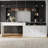 60.4"W Double-Sided Extendable Kitchen Island with Faux Marble Painted Engineered Wood Top & 4 Doors