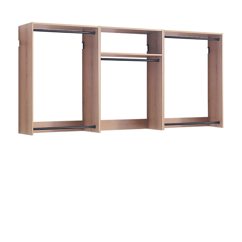 Devi Oak Wall Mounted Wood Closet System, Oak Wood