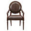 Chaise de bureau formelle avec accoudoirs en similicuir brun foncé et garniture cloutée