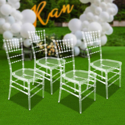 4Pcs PC Clear Stacking Elegant Dining Chairs