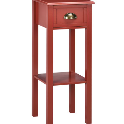 Table d'appoint étroite rouge avec tiroir et tablette pour le salon et la chambre à coucher, 2 tiroirs, chambre à coucher. Fournit des magazines, des livres, des plantes et des photos. La conception élégante se marie bien à tout. Fait de robuste.