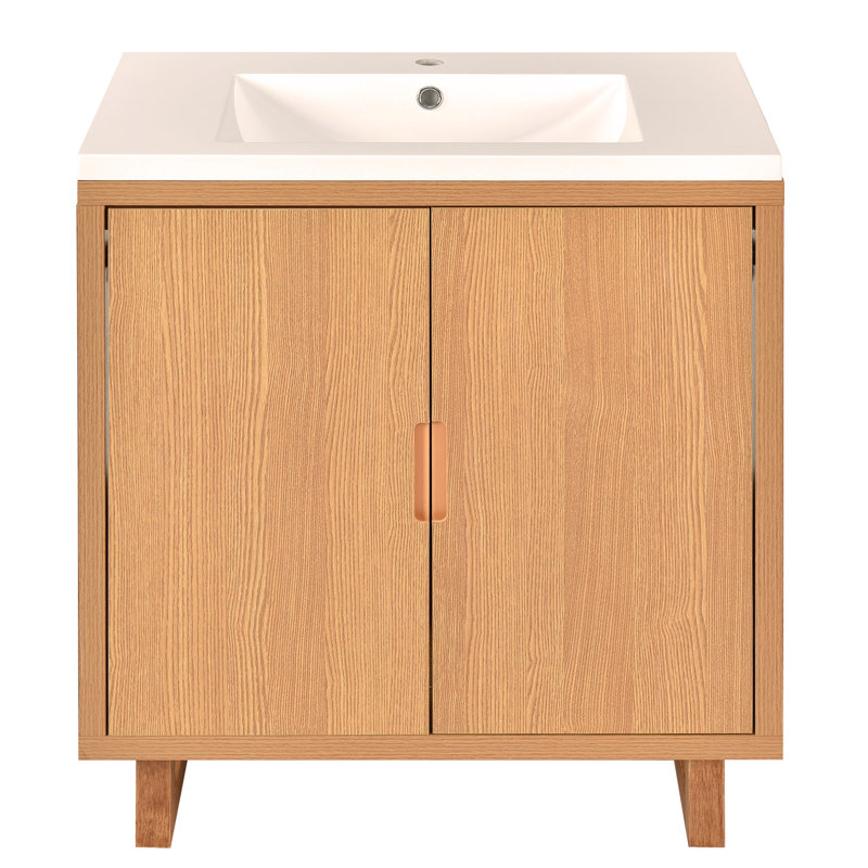 Ensemble de meuble-lavabo 30 po avec lavabo, armoire combinée, armoire de rangement pour salle de bain, structure en bois massif