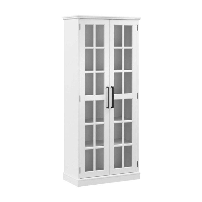 Arkyn Display Stand with Glass Doors, White Ash
