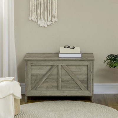 Boîte de rangement grise 30 "avec charnière et plateau relevable pour la chambre à coucher, le vestibule et le salon