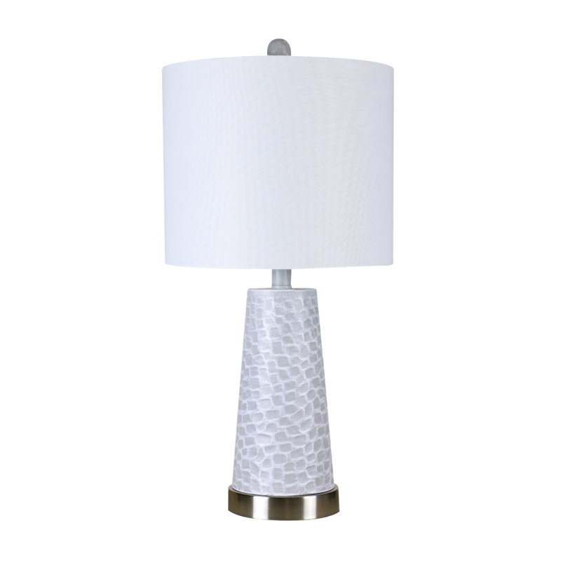 Delmira Metal Table Lamp, White/Gray