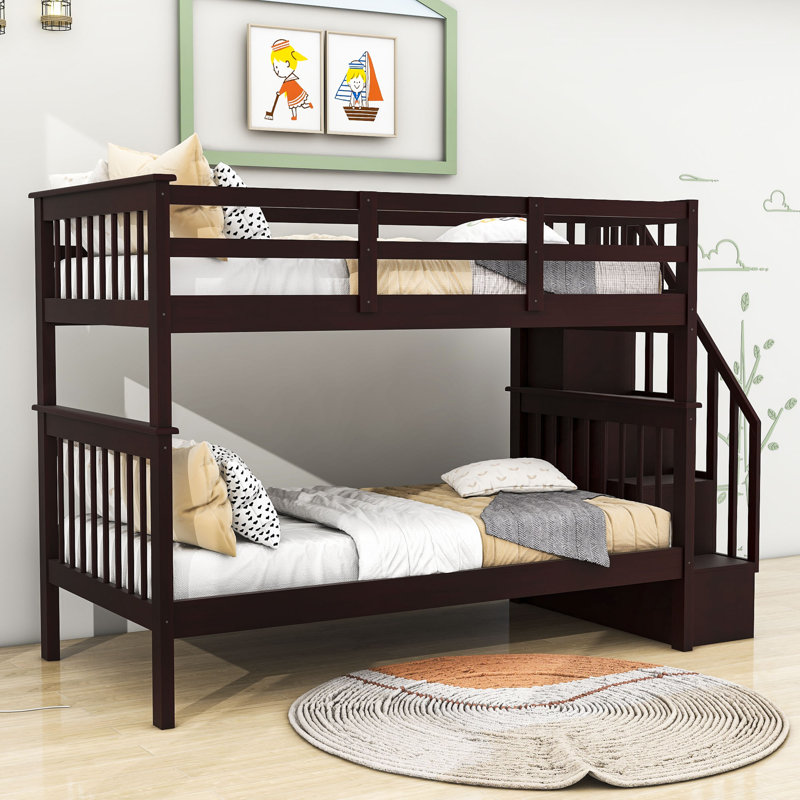 Desiderio Kids Twin Over Twin Bunk Bed, Espresso