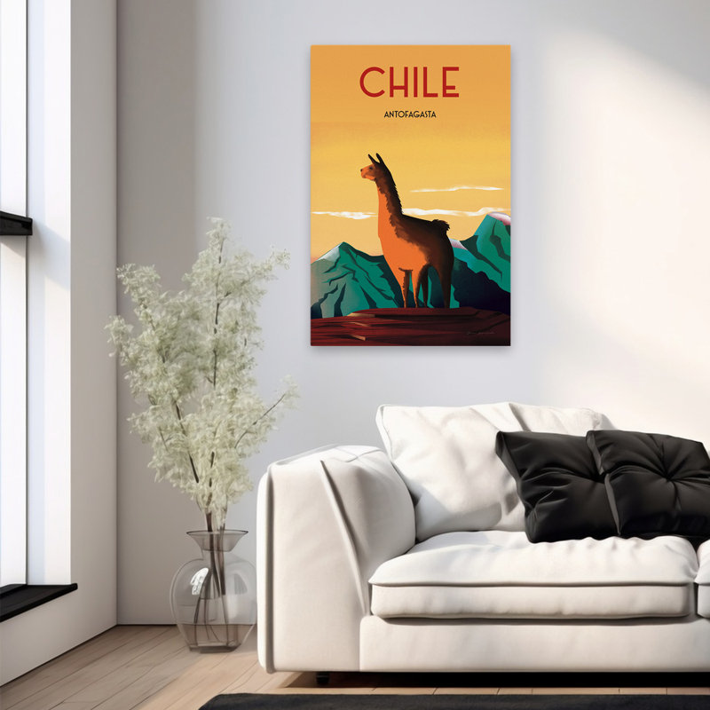Chile - Adventure Alpacas Animals Chile Art, 36" H x 24" W
