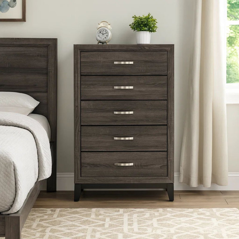Hulme 31'' W 5 - Drawer Dresser, Gray