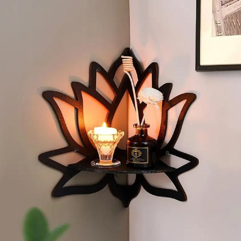 Ensemble de 2 tablettes en bois Lotus