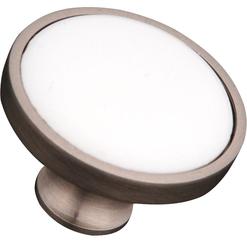 Poignée champignon 1 1/4 po avec incrustations en porcelaine CK Series, Nickel satiné