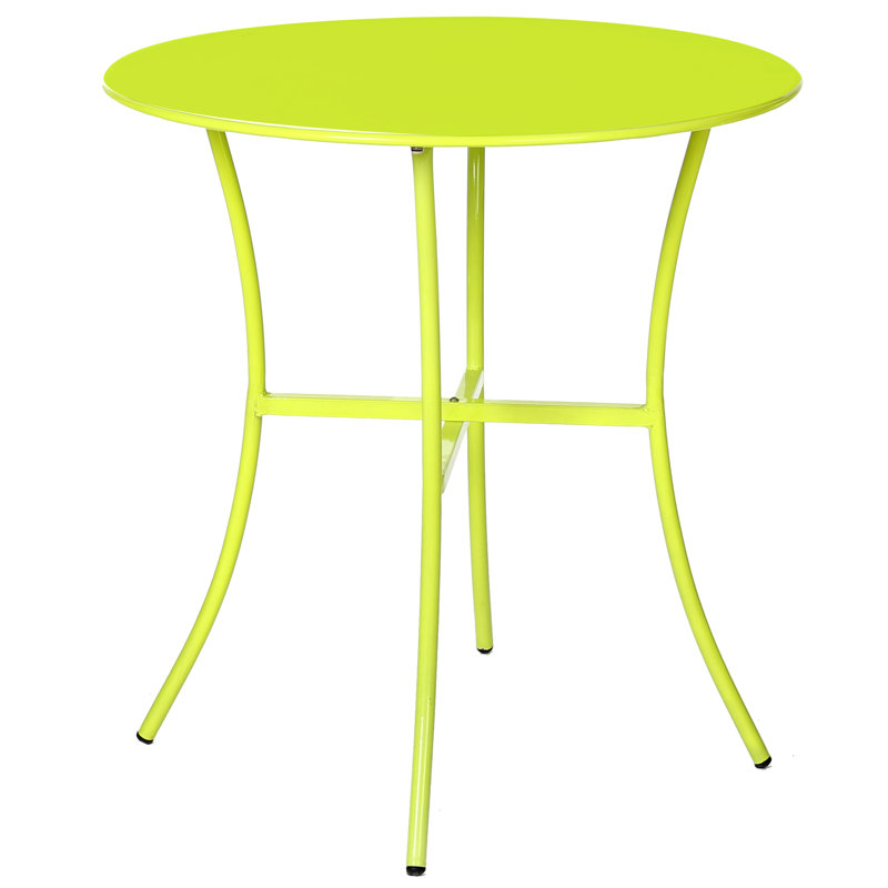 Aalycia Round Metal Outdoor Bistro Table , 70cm cm W 70cm cm D, Lime