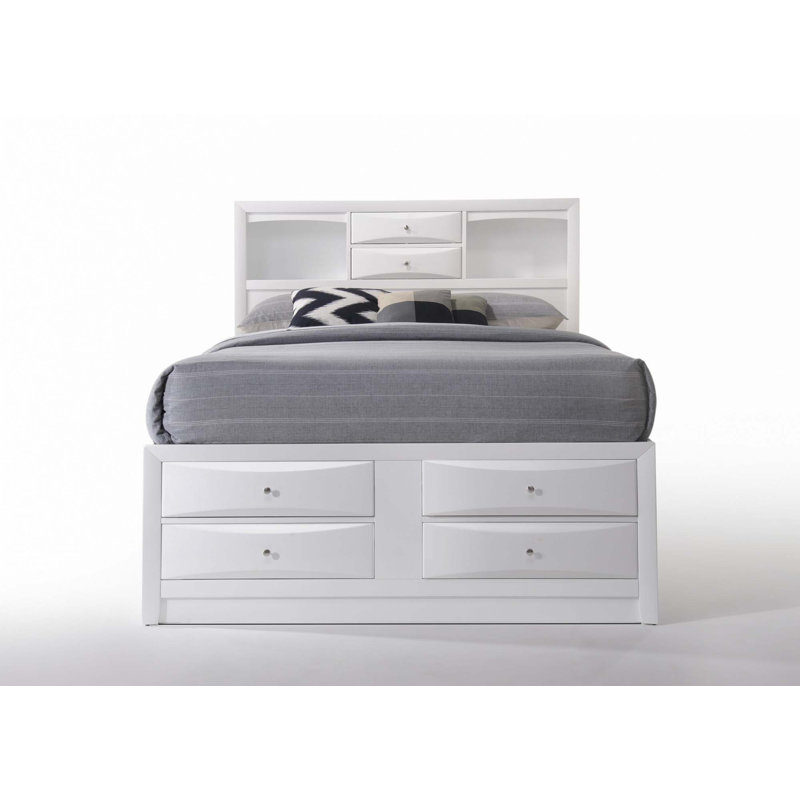 Lit avec rangement (lit seulement), White, Grand