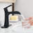 Matte Black Bathroom Faucet With Waterfall, Deck Plate, Pop Up Drain, Supply Hoses, Single Handle , Geometric Shape, Cartridge Valve Mechanism Waterfall Plate Faucet, Black, Lines, One Side Function-121612903