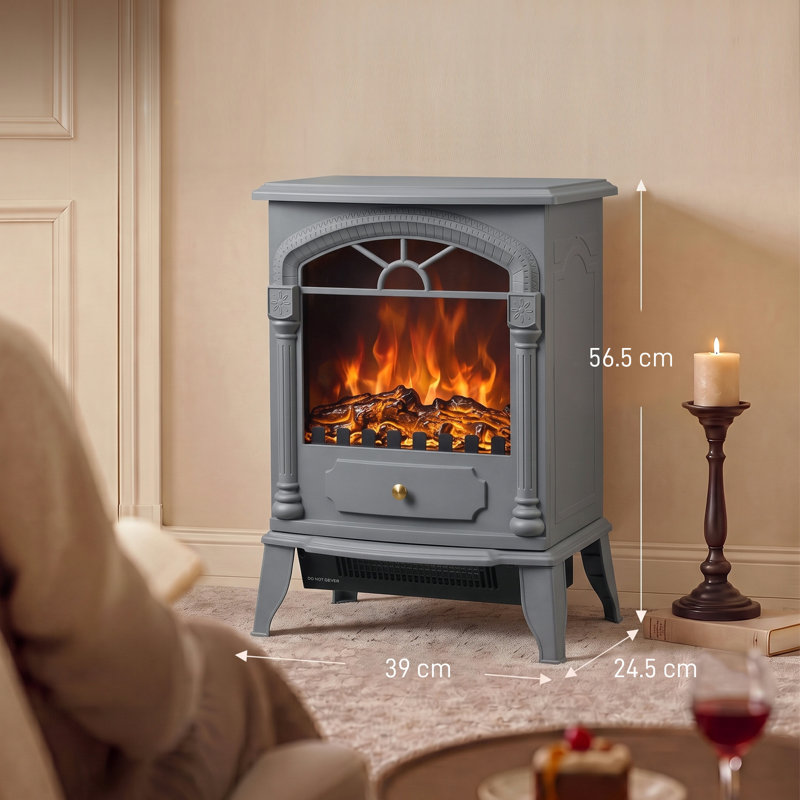 HOMCOM 39 cm W Electric Stove, Grey, Black