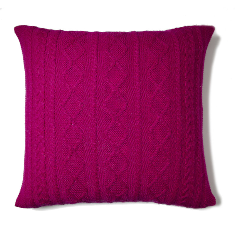 Howard Cable Baby Alpaca Square Knit Throw Pillow, Peony