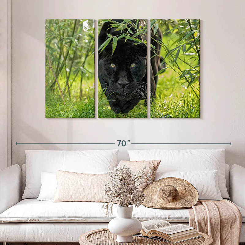 Brampt Lurking Black Jaguar, 32" H x 50" W
