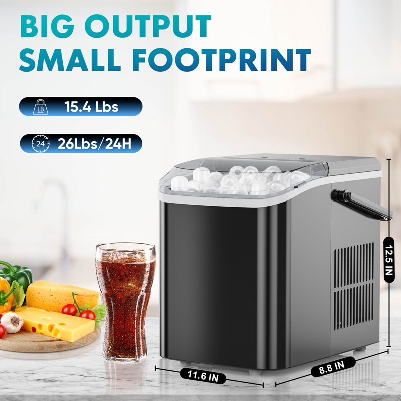 Smugdesk.com 26.5 Lb. Daily Production Bullet Clear Ice Portable Ice Maker, Black
