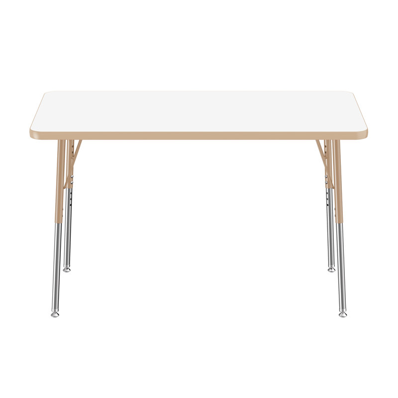 Table rectangulaire d'activités effaçables à sec avec pieds réglables, 24 po x 48 po, Tableau blanc / sable