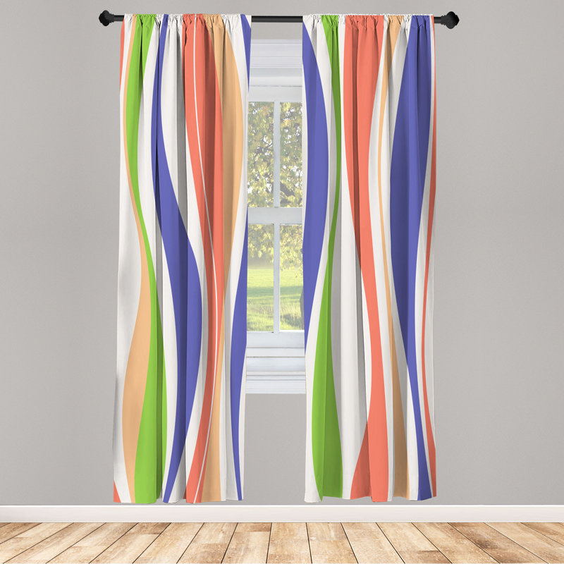 Microfiber Floral Semi-Sheer Rod Pocket Curtain Panels, 28" W x 95" L, White/Beige/Green/Blue/Coral