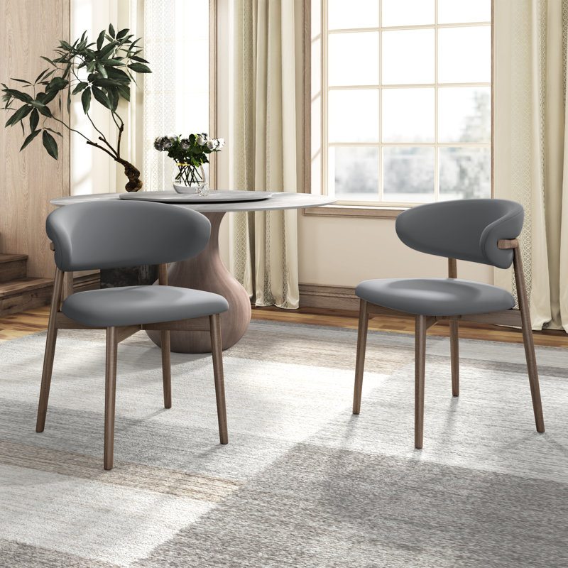 Ensemble de 2 chaises d'appoint en bois massif gris Midland, Gris, Bois de noyer foncé
