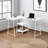 Arcadia 2-Shelves White Finish Computer Desk with White Metal Leg, 29.71" H X 47.05" W X 47.05" D