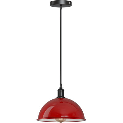 Luminaire suspendu en dôme de 30 cm, plafonnier suspendu en métal industriel avec cordon de 1 m, luminaire campagnard moderne pour îlot de cuisine, salle à manger et salon