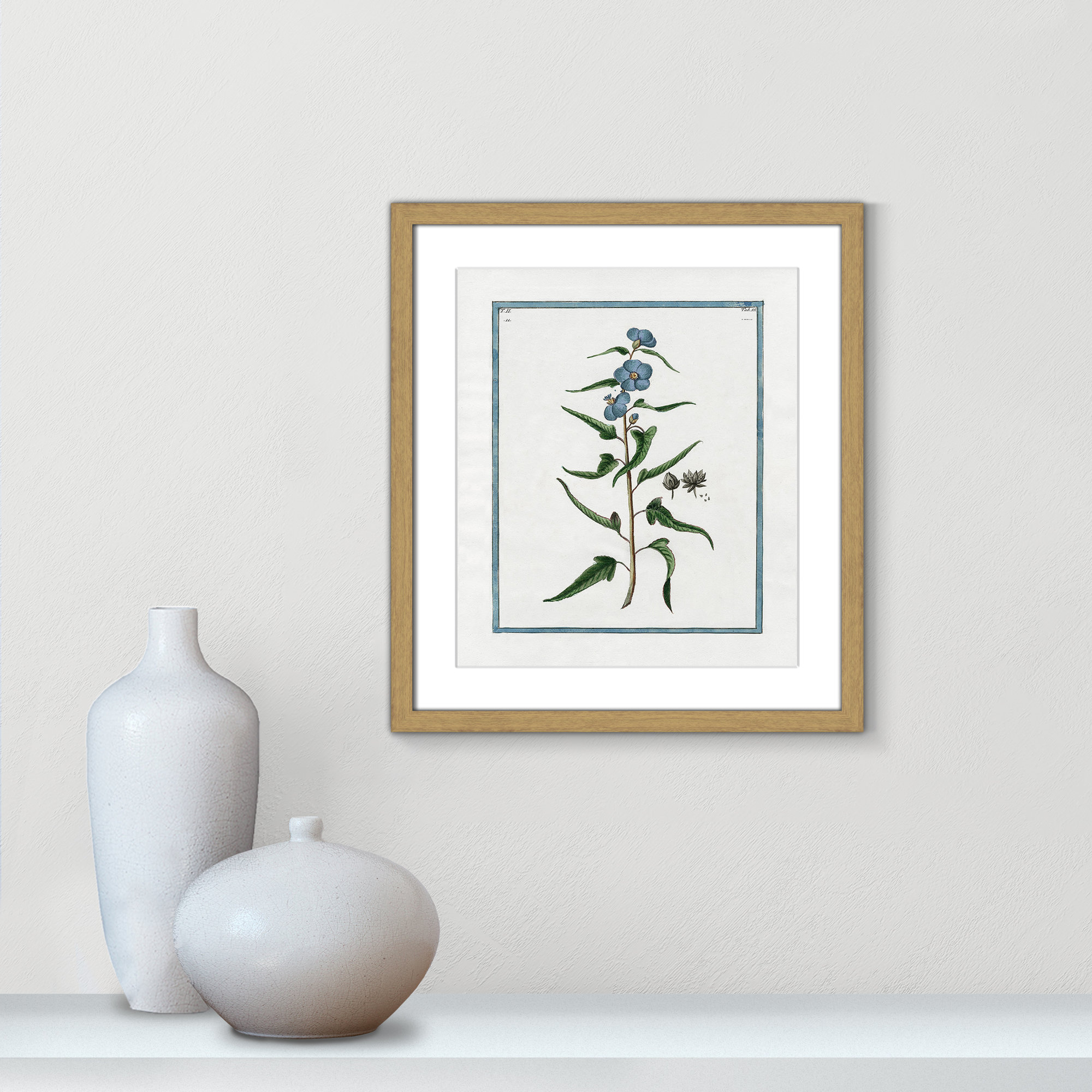 Shabby Elegance Botanical I - Framed Art Full Bleed, 13" W x 15" H, Natural Framed
