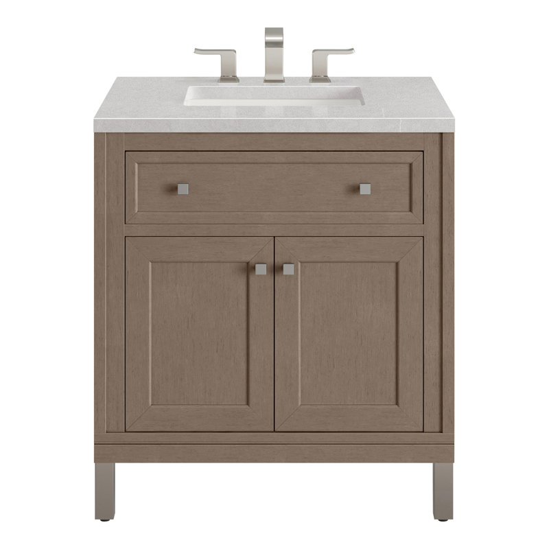 Chicago 30'' W Single Vanity, Glossy White, White Zeus, 8" Widespread