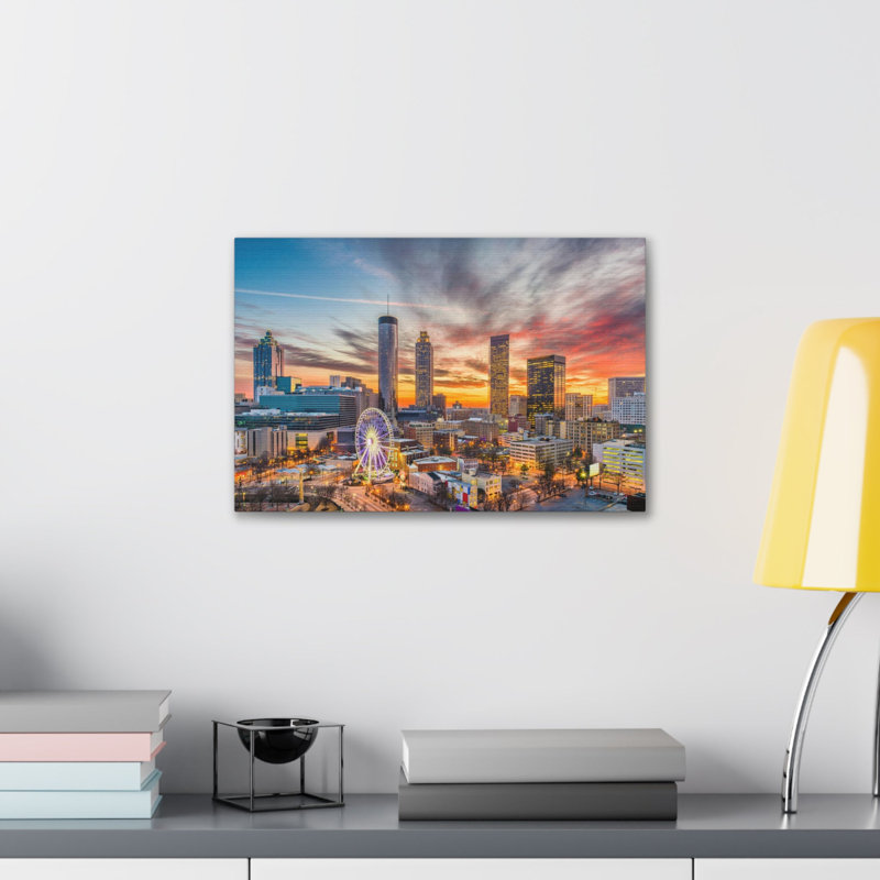 «Atlanta Daytime Skyline», toile d'art à couper le souffle, paysage urbain époustouflant, H 16 po x l 20 po