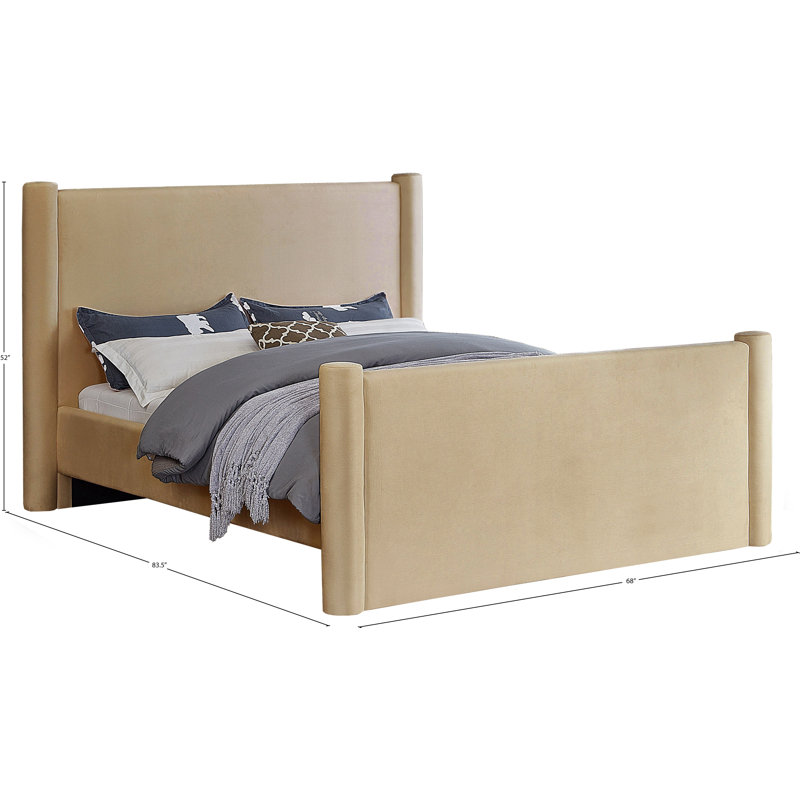 Elias Upholstered Platform Bed, Camel Velvet, Full/Double