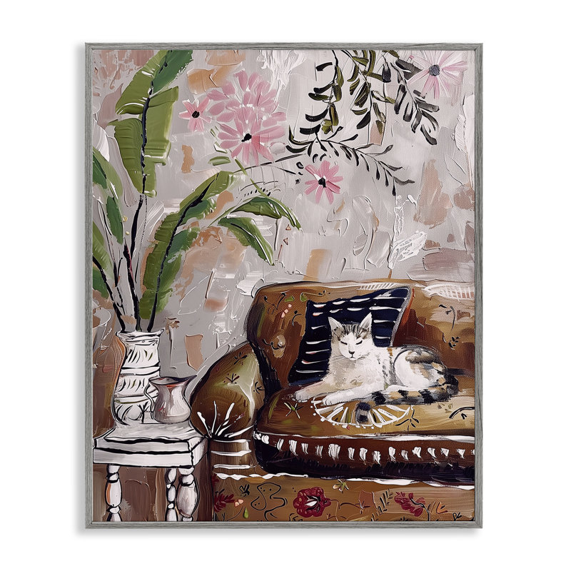 «Cat Nap on on Couch», estampe numérique, design par Annabelle Hall, H 30 po x l 24 po, Estampe numérique Farmhouse