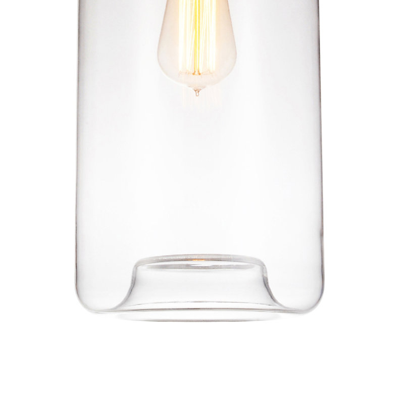 Mini luminaire suspendu Braydon - luminaire suspendu à une ampoule avec abat-jour cylindrique transparent minimaliste moderne, cordon noir réglable - cuisine, salle à manger, éclairage de bar