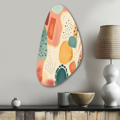 Motif orange amusant de formes I - décoration murale géométrique abstraite de forme unique, sculpture murale asymétrique en métal