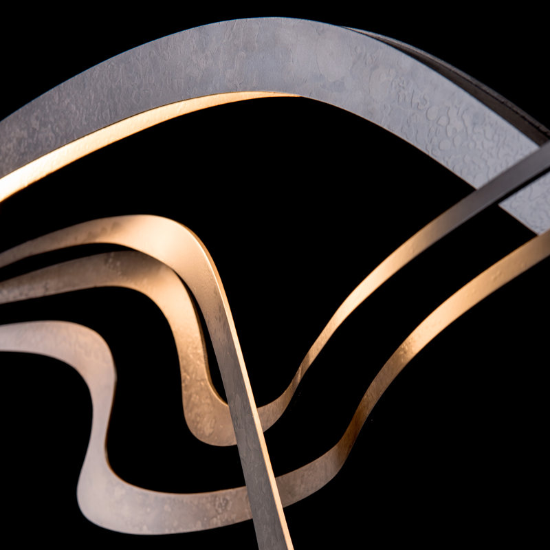 Crossing Waves 1 - Light Unique / Statement Geometric LED Pendant, Dark Smoke
