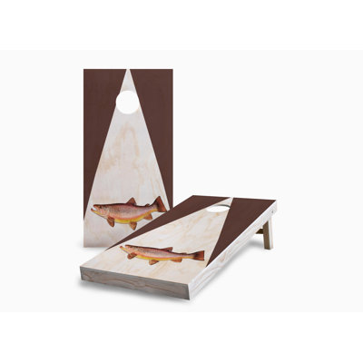 Wood Trout 2x4 Cornhole Board Set | Includes (2) Boards (8) Bags & Optional Accessories