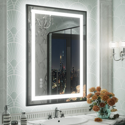UL Certified Front & Back LED Anti-Fog Tempered Glass Framed Bathroom/Vanity Mirror - Basics by Wayfair™