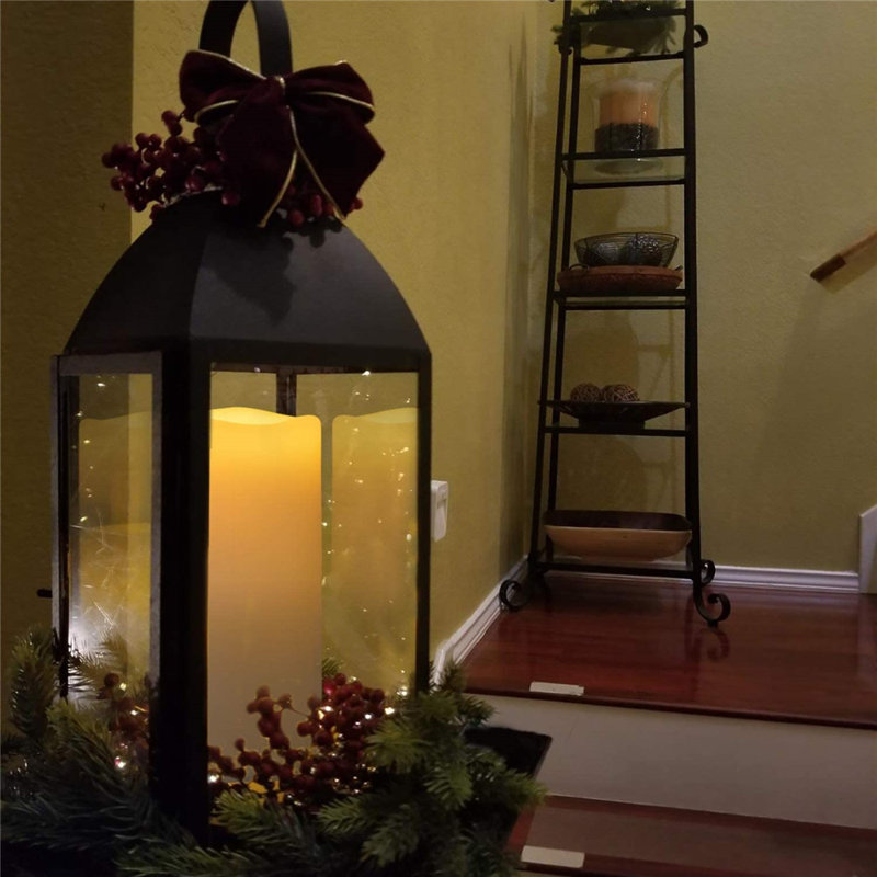Plastic Weather-Resistant Flameless Pillar Candle with Remote, 10" H x 4" W x 4" D