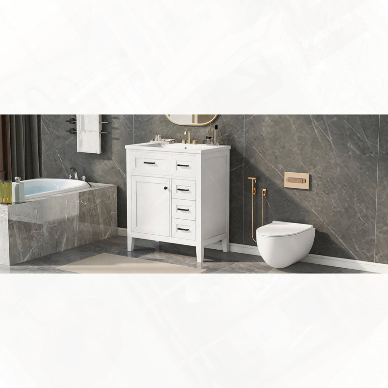 Ensemble de meuble-lavabo en céramique, Blanc