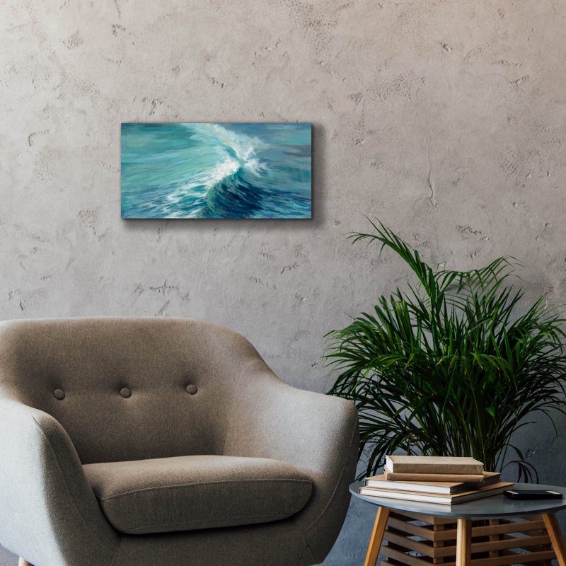 Toile épique Graffiti «Aquamarine Wave» par Silvia Vassileva, 24 po x 12 po