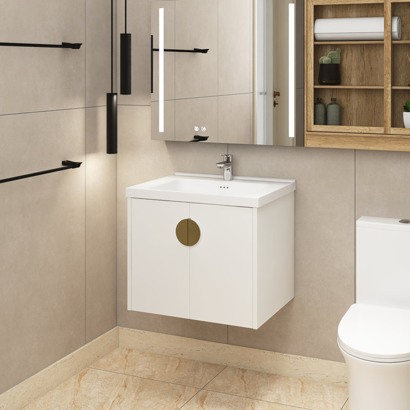 Aard 24'' Wall Mounted Single Sink Bathroom Vanity with Ceramic Top