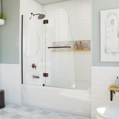Aqua 48" W x 58" H Hinged Semi-Frameless Tub Door
