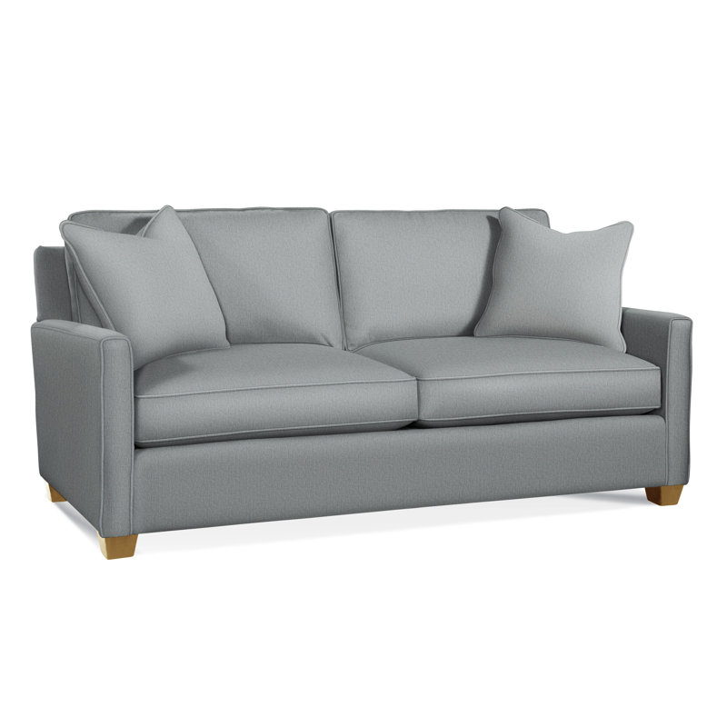 Nicklaus Sofa, Gel Memory Foam Mattress, Honey, Light Blue Performance Fabric; 0851-55