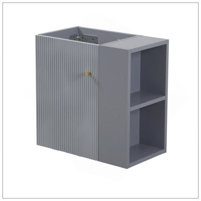 21.6" Wall-mounted Vanity Base Only, Open Shelf on the Right, Matt Grey