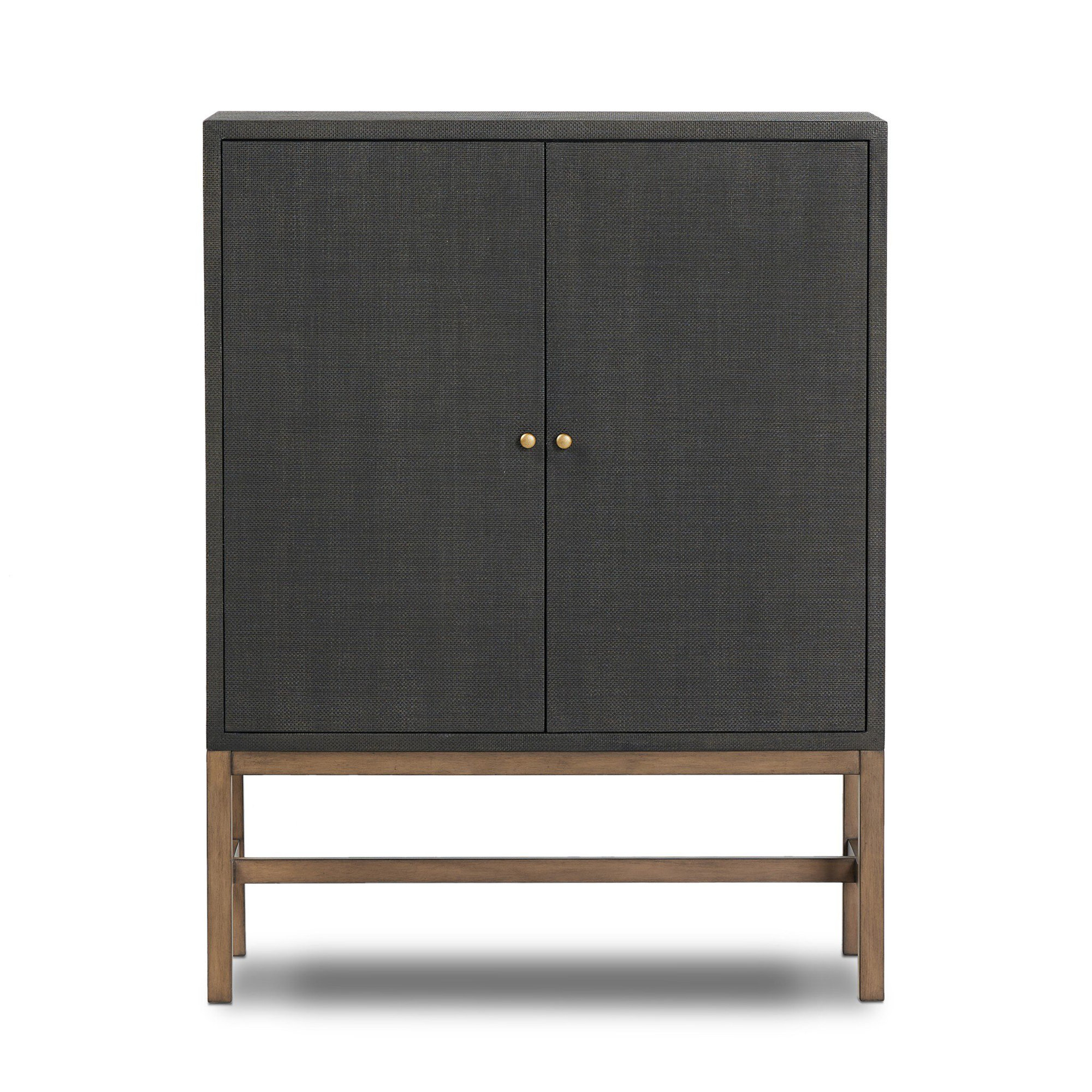 Hakana Bar Cabinet-Black Raffia, Black Raffia