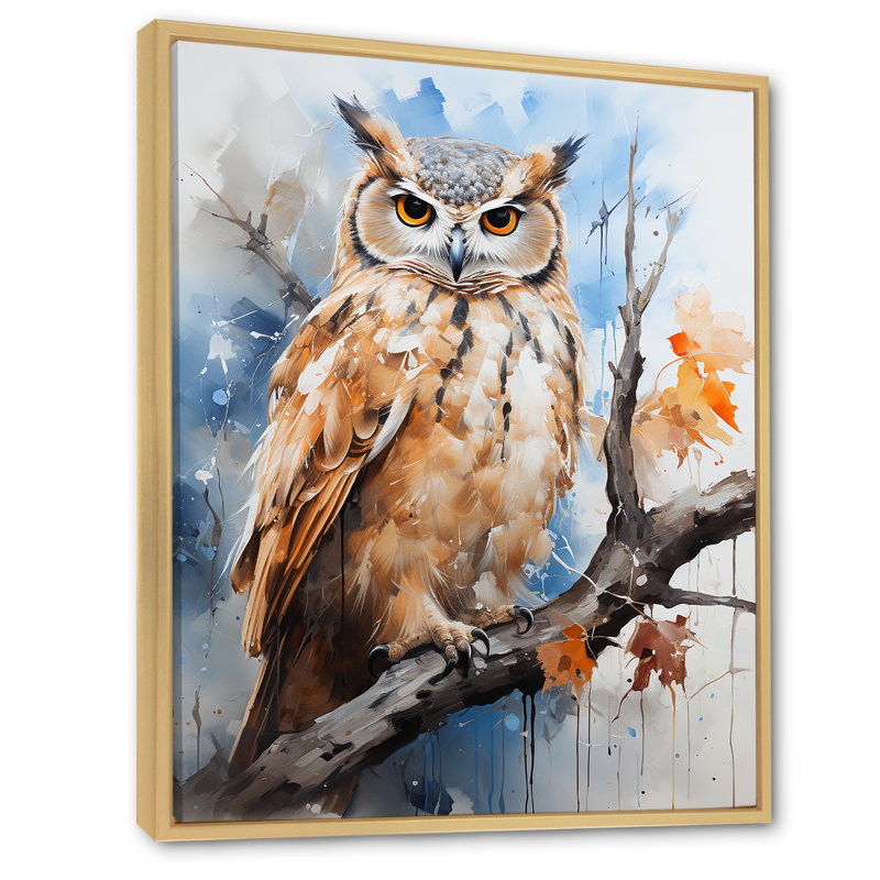 Owl Wise And Watchful prédateurs sur toile, H 40 po x l 30 po x P 1,5 po, Cadre naturel flottant